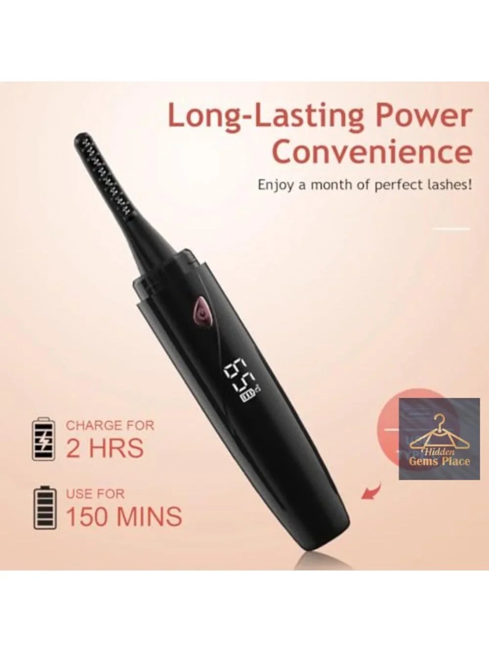 Heated Eyelash Curler, Rechargeable Electric Lash Curler with LED Display, 4